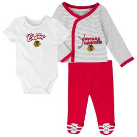 Outerstuff Dětské Body 3v1 Chicago Blackhawks NHL 3 Piece Set Velikost: Batole 6-9 Měsíců