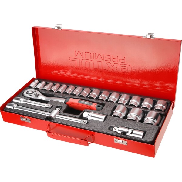 EXTOL PREMIUM 8818365 Gola sada 1/2", 24 dílů, plechový kufr