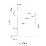 CERANO - WC set kombi s umývátkem Hygisink, Rimless + UF sedátko - spodní/zadní odpad - bílá lesklá + baterie Bina nízká - chrom - 71,5x36 CER-979858