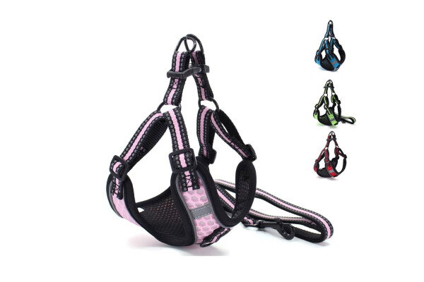 Hardy postroj s vodítkem pro psa | 32 – 78 cm Barva: Růžová, Obvod hrudníku: 32 - 38 cm