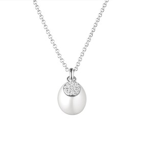 Stříbrný náhrdelník se sladkovodní perlou Miranda - stříbro 925/1000, 40 cm + 6 cm (prodloužení) Bílá