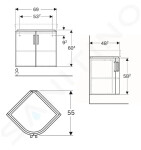 GEBERIT - Selnova Compact Umyvadlová skříňka, 690x550x604 mm, 2 dvířka, lesklá bílá/matná bílá 501.486.00.1