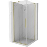 MEXEN/S - Velar L sprchový kout, posuvné dveře 100 x 100, transparent, zlato kartáčovaná 871-100-100-03-55
