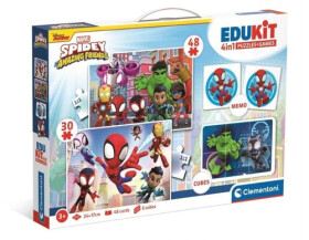 Edukit Spidey a jeho úžasní přátelé 4v1 (pexeso, 48 + 30 puzzle, 6 kostek)