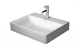 DURAVIT - DuraSquare Umyvadlo 60x47 cm, bez přepadu, s otvorem pro baterii, DuraCeram, WonderGliss, bílá 23536000411