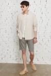 AC&Co Altınyıldız Classics Men's Brown Slim Fit Slim Fit Side Pocket Diagonal Patterned Cotton Shorts