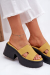 Dámské Pantofle Na Platformě A Masivním Podpatku Žluté Rizana 41