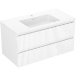 MEXEN/S - Rivel koupelnová skříňka 90 cm s umyvadlem Otis, 2 zásuvky, reliéf , bílá mat 91A20-09047-2-BFF01-W18M01