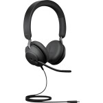 Jabra Evolve2 40 SE Headset otevřená (On Ear) kabelová stereo černá headset, regulace hlasitosti, Vypnutí zvuku mikrofonu Počítače