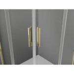 MEXEN - Exo čtvercový křídlový sprchový kout 90 x 90, transparent, zlato 8110-090-090-50-00