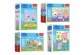 Minipuzzle miniMaxi 20 dílků Prasátko Peppa/Peppa Pig 4 druhy v krabičce 11x8cm