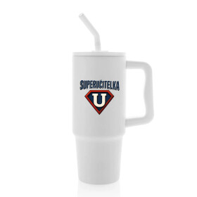 SUPERUČITELKA (ZNAK) - bílý cestovní termohrnek 900 ml