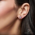 Royal Fashion peckové náušnice 14k zlato Vermeil GU-DR10003E-ROSEGOLD-MOONSTONE