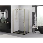 MEXEN/S - Exo sprchový kout dveře křídlové 90 x 80, transparent, zlato 819-090-080-50-00