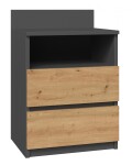 FRONTI Noční stolek MALWA M1 Antracit + dub artisan