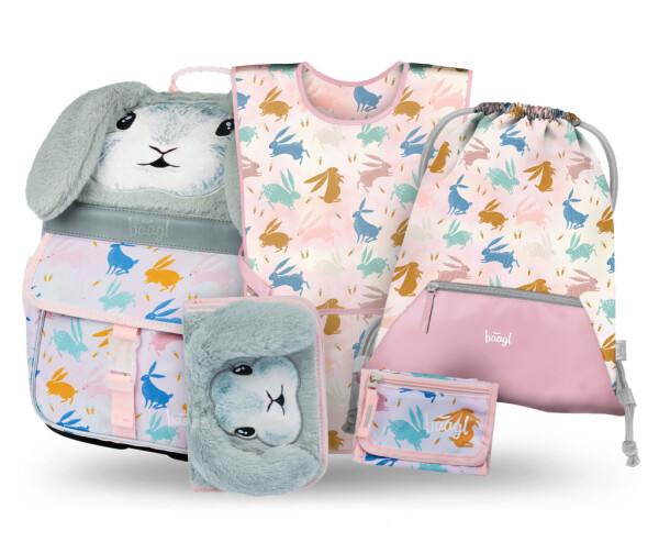 5 SET Zippy Bunny: aktovka, penál, sáček, zástěra, peněženka