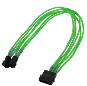 Nanoxia 4-pin Molex - 2x 3-pin zelená / Prodlužovací kabel / 30 cm / Single sleeve (NX42A30NG)