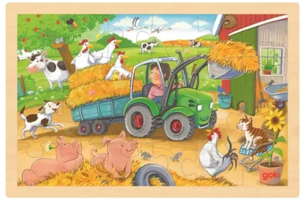 GOKI Dřevěné puzzle Malý traktor