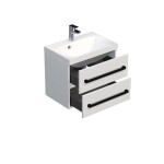 Koupelnová skříňka s černou úchytkou a umyvadlem SAT Cube Way 60x53x40 cm bílá lesk lesk/mat CUBE2C60ZBL CUBE2C60ZBL