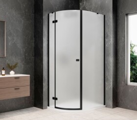 POLYSAN - GLOBE BLACK čtvrtkruhový sprchový kout 800x1000, matné sklo, levé GB2810MLB