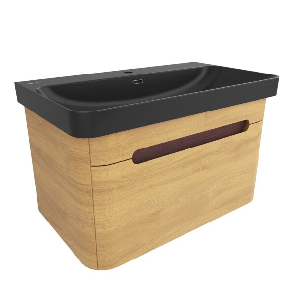 Koupelnová skříňka s umyvadlem SAT Fusion 77,5x43x45 cm dub medový mat SATFUSION80DMBKM SATFUSION80DMBKM