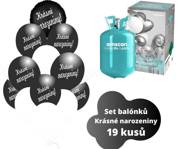 Helium set - černé balónky KRÁSNÉ NAROZENINY - balonky.cz Helium set - černé balónky KRÁSNÉ NAROZENINY - balonky.cz