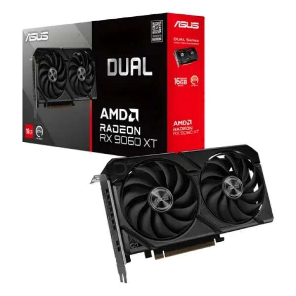 ASUS Dual Radeon RX 9060 XT 16GB / Grafická karta / 3230 MHz / 16GB GDDR6 / 128-bit / 1x HDMI + 2x DP / 550W (90YV0LG2-M0AA00)