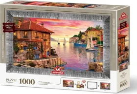 ART PUZZLE 5669 Puzzle s rámem a lepidlem 3v1 Středomořský přístav