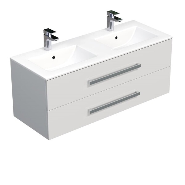 Koupelnová skříňka s umyvadlem SAT Cube Way 120x53x46 cm bílá lesk CUBE461202BIMOD CUBE461202BIMOD
