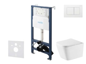 Kielle - Genesis New Set předstěnové instalace, klozetu Arkas I, Vortex Rimless+, sedátka softclose a tlačítka Gemini New III, lesklá bílá 30528SS79