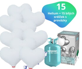 Helium set - helium a balónky IBREX srdce bílé 15 ks - Balonky.cz Helium set - helium a balónky IBREX srdce bílé 15 ks - Balonky.cz