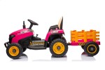 Mamido Dětský elektrický traktor BBH-030 s přívěsem růžový