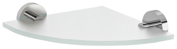 SAPHO - X-ROUND skleněná police rohová, čtvrtkruhová 200x200, chrom/mléčné sklo XR009-01