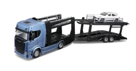 Bburago STREET FIRE Kamion s návěsem Multicar Carrier Scania 770S + Porsche Macan 1:43
