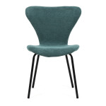 Židle jídelní, modrá látka, nohy černý kov