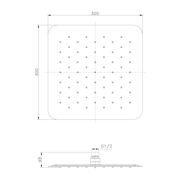 SAPHO - SLIM hlavová sprcha, 300x300, zlato mat SL101GB