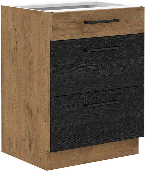 Spodní skříňka Vigo 60 D 3S BB - Premium Box Barva korpusu: Dub Lancelot, Barva dvířek: Dark wood