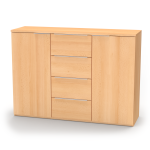 Nábytek Mikulík Komoda VARIO 3 - šedé úchytky ROZMĚR: (š/v/hl.) 130 x 86,5 x 40,5 cm