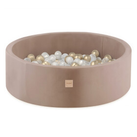 PLUSH NEST PLUSH NEST Suchý bazén kulatý Samet béžový Ø 90 × 30 cm s 200 míčky