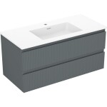 MEXEN/S - Rivel koupelnová skříňka 100 cm s umyvadlem Otis, 2 zásuvky, reliéf , grafit mat/bílá mat - 91A20-10047-2-BFF66-W18M0 91A20-10047-2-BFF66-W18M01