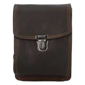 Malá pánská kožená taška na opasek Yolande Green Wood tmavě hnědá