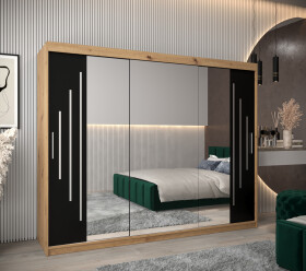 Šatní skříň Abi Y2 Barva korpusu: Dub artisan, Rozměry: 250 cm, Dveře: Černá