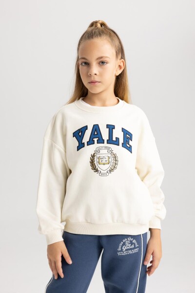 DEFACTO Girl's Yale University Relax Fit Crew Neck Sweatshirt