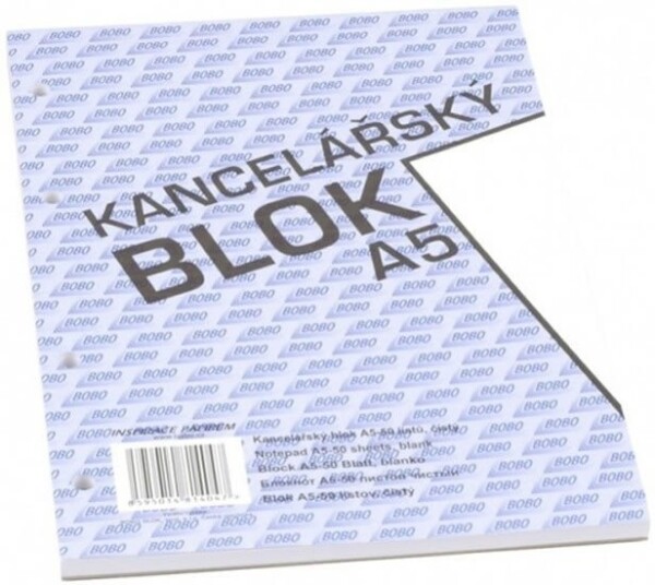 Kancelářský blok A5, čistý, 50 listů