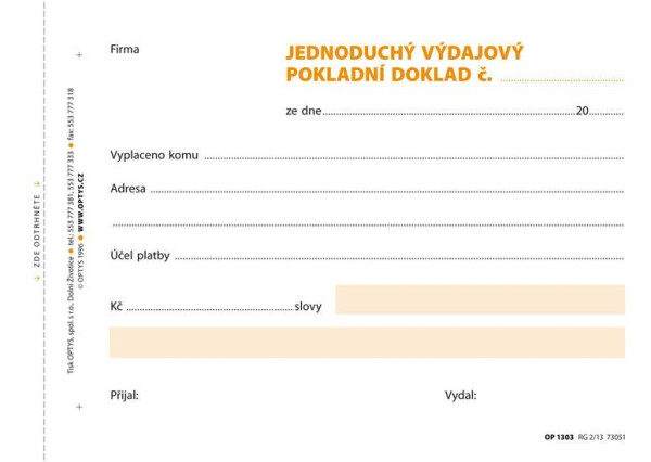 Výdajový doklad jednoduchý, A6, 100 listů, NCR