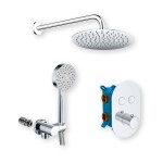 Mereo Sprchová sada s termostatickou podomítkovou tlačítkovou baterií - 2-cestná - oválný kryt CB60106TB3