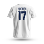 Dětské tričko Filip Hronek #17 Czech National Emblem 2025 White Velikost: Dětské S 6 - 106 - 116