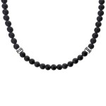 Pánský korálkový náhrdelník Eliseo - přírodní onyx, Černá 50 cm