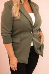 Dámská viskózová blazer Plus Size s dlouhým rukávem a límcem khaki UNI