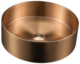 SAPHO - AURUM nerezové umyvadlo na desku, průměr 38 cm, včetně výpusti, tepané, měď mat AU301-T